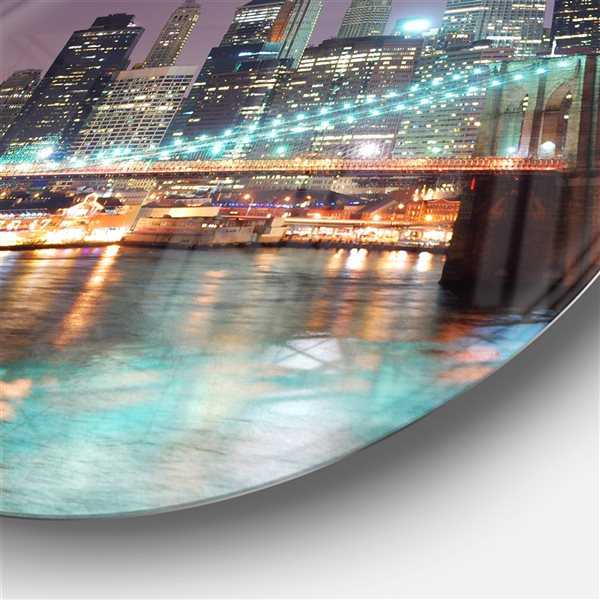 Designart 36-in x 36-in Round New York City Manhattan Skyscrapers' Ultra Glossy Circle Art