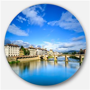 DesignArt 23-in x 23-in Round Ponte Alle Grazie Florence Italy' Extra Seashore Metal Circle Art