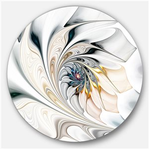 DesignArt 36-in x 36-in Round White Stained Glass Floral Art' Large Floral Metal Circle Wall Art