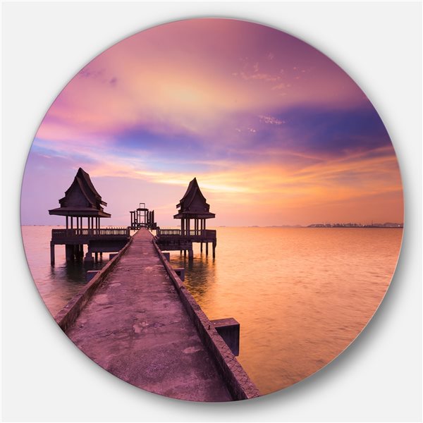 Designart 36-in x 36-in Round Walking Path to Abandoned Temple' Ultra Glossy Metal Circle Art