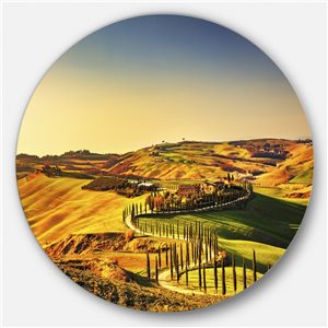 DesignArt 23-in x 23-in Round Crete Senesi Rural Tuscany' Oversized Wall Art Print