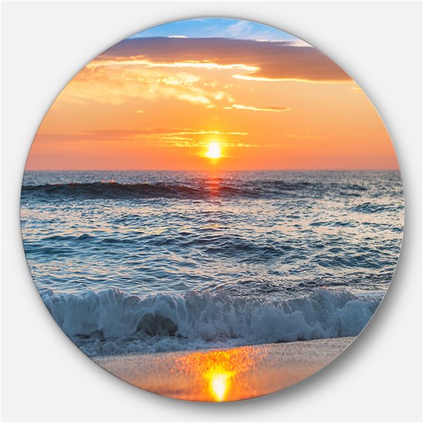 Designart 29-in x 29-in Round Beautiful Sunrise over the Horizon.' Beach Metal Circle Wall Art