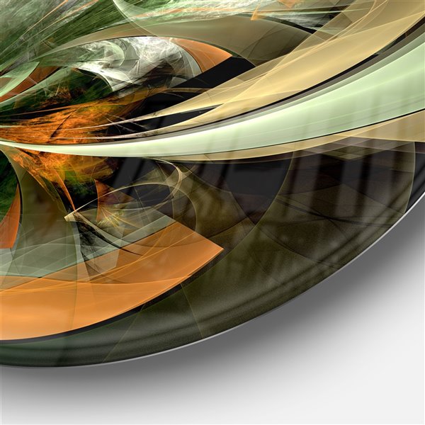 Designart 36-in x 36-in Symmetrical Orange Green Fractal Flower Metal Circle Wall Art