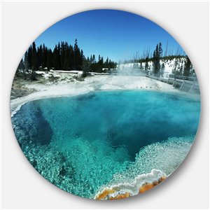 DesignArt 29-in x 29-in Fantastic Blue Yellowstone Lake Landscape Wall Art on Metal Wall