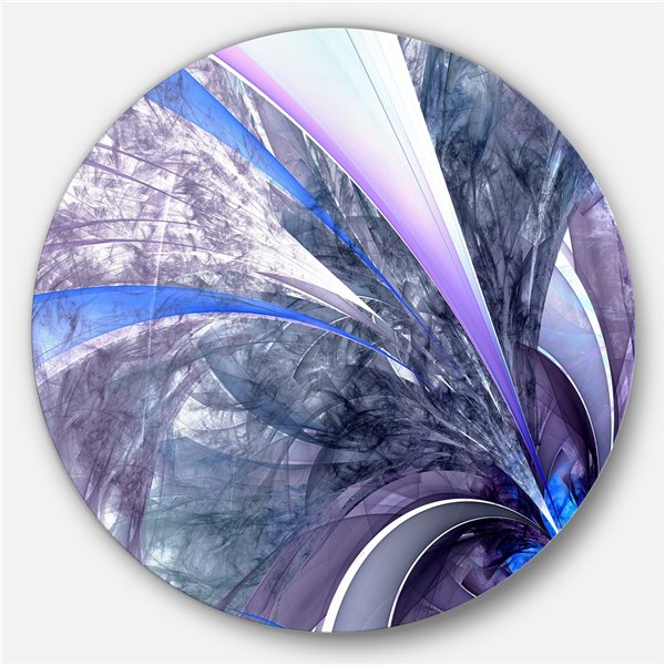 Designart 29-in x 29-in Bright Blue Fractal Flower Design Floral Metal Circle Wall Art