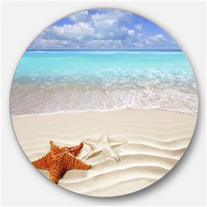 DesignArt 11-in x 11-in Brown Starfish on Caribbean Beach Seascape Metal Circle Art
