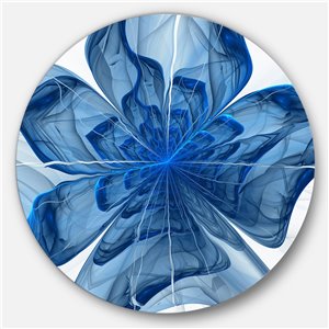DesignArt 29-in x 29-in Blue Fractal Flower with Large Petals Floral Metal Circle Wall Art