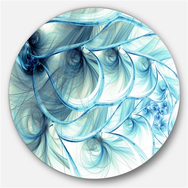 Designart 23-in x 23-in Light Blue Fractal Flower Soft Pattern Metal Circle Wall Art