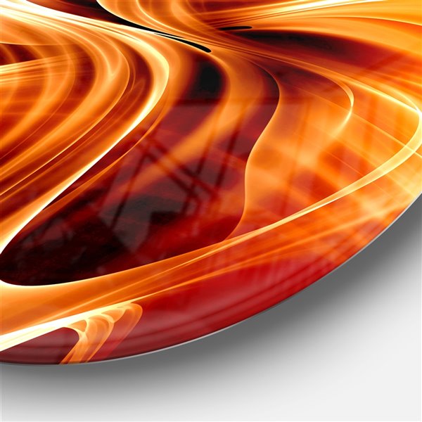 Designart 11-in x 11-in Orange Abstract Warm Fractal Design Abstract Metal Circle Wall Art