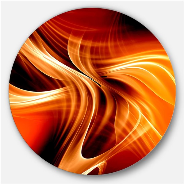 Designart 11-in x 11-in Orange Abstract Warm Fractal Design Abstract Metal Circle Wall Art