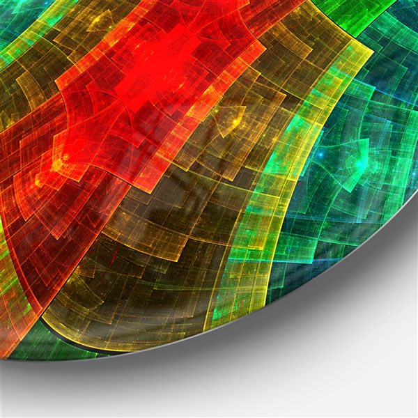 Designart 29-in x 29-in Multicolour Psychedelic Fractal Metal Grid Metal Circle Wall Art