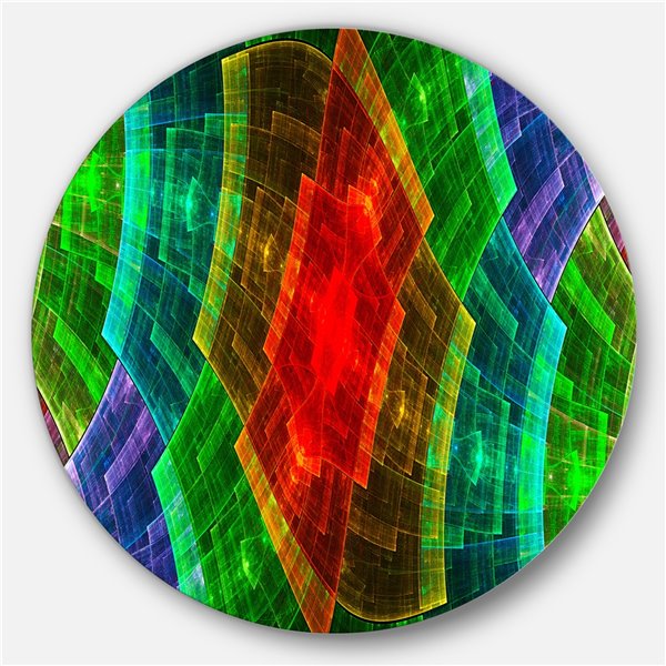 Designart 29-in x 29-in Multicolour Psychedelic Fractal Metal Grid Metal Circle Wall Art