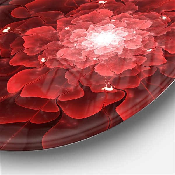 Designart 29-in x 29-in Fractal Flower Clear Red Digital Art Floral Metal Circle Wall Art