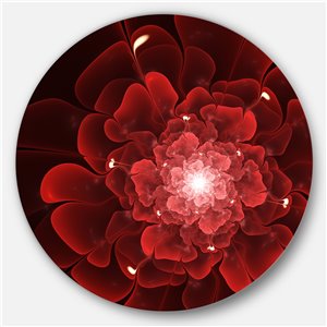 Designart 29-in x 29-in Fractal Flower Clear Red Digital Art Floral Metal Circle Wall Art