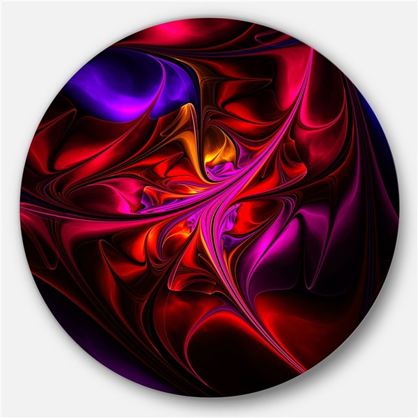 Designart 36-in x 36-in Multicoloured Magenta Stained Glass Floral Metal Circle Wall Art