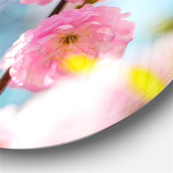 Designart 29-in x 29-in Almond Tree Pink Flowers Large Flower Metal Circle Wall Art