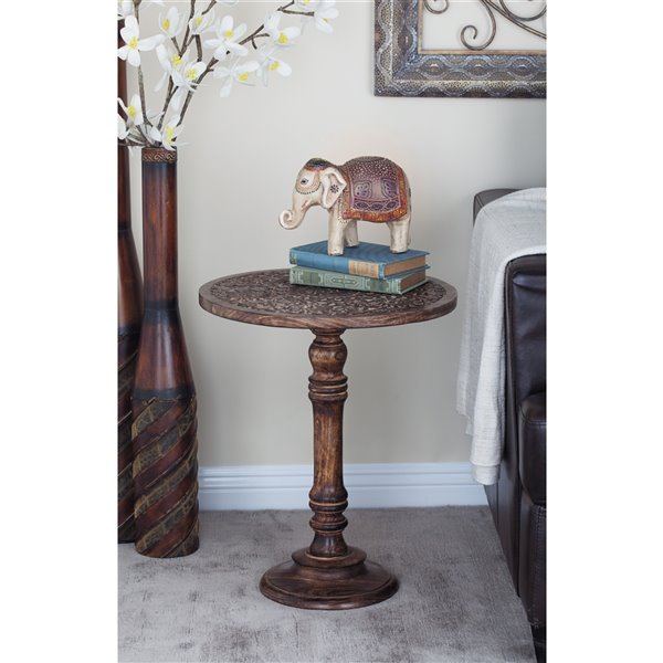 Grayson Lane Traditional Brown Mango Wood Round End Table