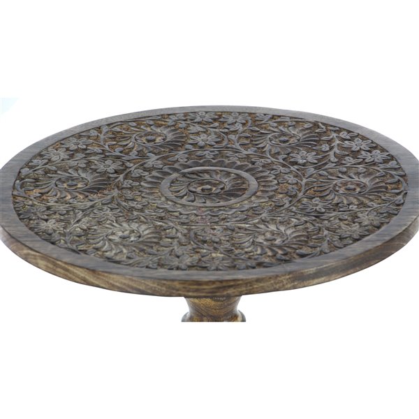 Grayson Lane Traditional Brown Mango Wood Round End Table