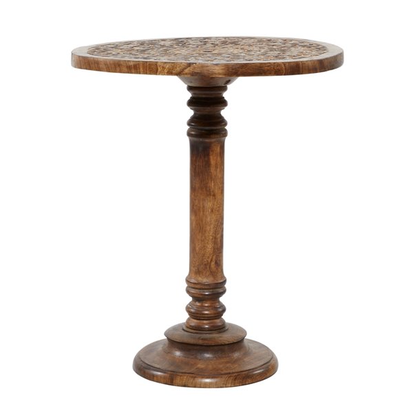 Grayson Lane Traditional Brown Mango Wood Round End Table