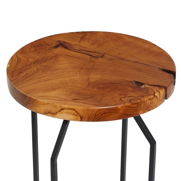 Grayson Lane Brown Teak Wood Round End Table