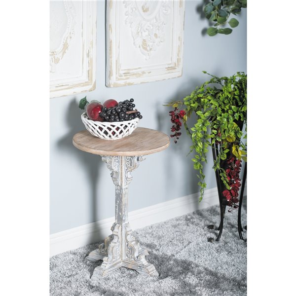 Grayson Lane Farmhouse Off-White Wood Round Accent Table