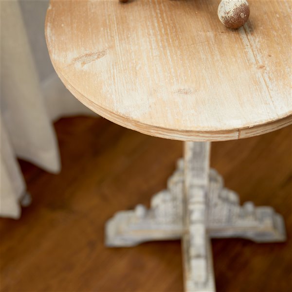 Grayson Lane Farmhouse Off-White Wood Round Accent Table