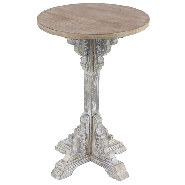 Grayson Lane Farmhouse Off-White Wood Round Accent Table