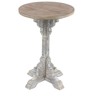 Grayson Lane Farmhouse Off-White Wood Round Accent Table