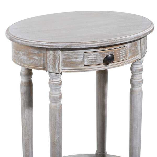 Grayson Lane Farmhouse Light Brown/Beige Wood Round End Table