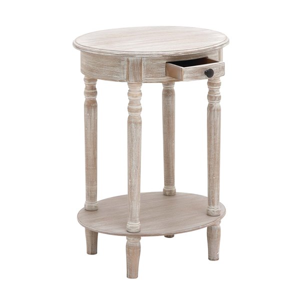 Grayson Lane Farmhouse Light Brown/Beige Wood Round End Table