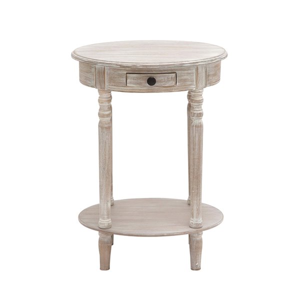 Grayson Lane Farmhouse Light Brown/Beige Wood Round End Table