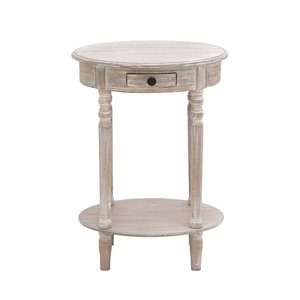 Grayson Lane Farmhouse Light Brown/Beige Wood Round End Table