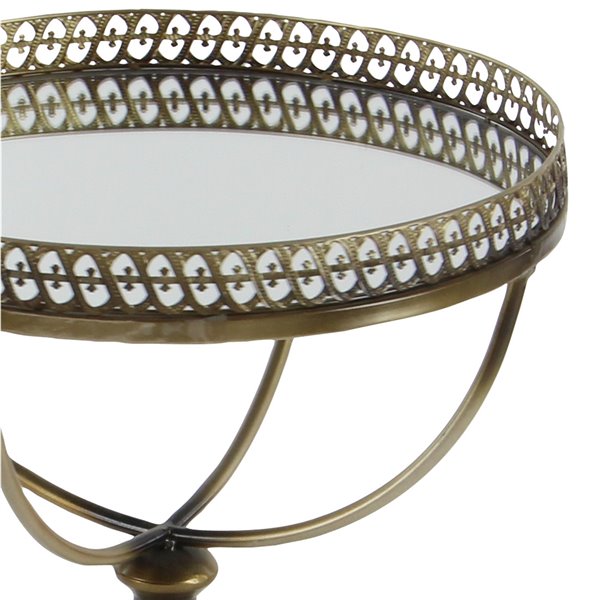 Grayson Lane Traditional Gold Brass Iron with Mirror Round End Table