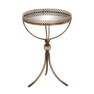 Grayson Lane Traditional Gold Brass Iron with Mirror Round End Table