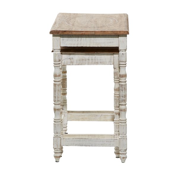 Grayson Lane White Mango Wood Rectangular End Table - Set of 2