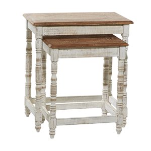 Grayson Lane White Mango Wood Rectangular End Table - Set of 2