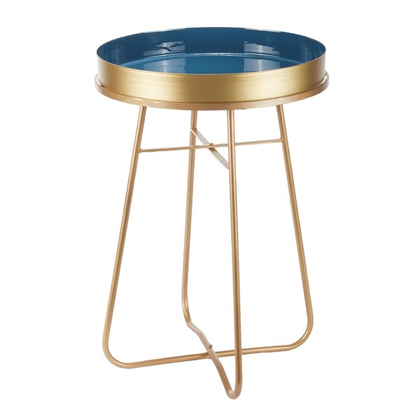 Grayson Lane Blue and Gold Metal Round End Table 367104 | RONA