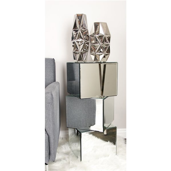 Grayson Lane Clear Mirror Corner End Table