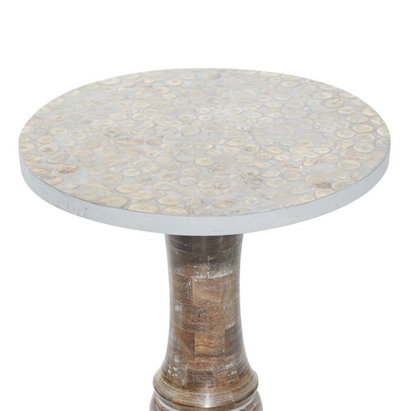 Grayson Lane Grey Mango Wood Round End Table