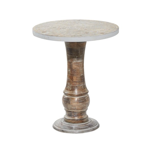 Grayson Lane Grey Mango Wood Round End Table