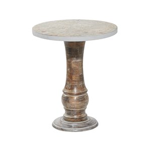 Grayson Lane Grey Mango Wood Round End Table