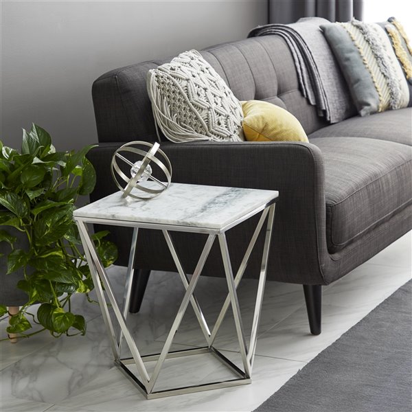 Grayson Lane Silver Granite/Marble Square End Table