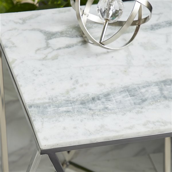 Grayson Lane Silver Granite/Marble Square End Table