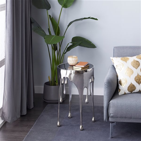 Grayson Lane Silver Aluminum Round Accent Table