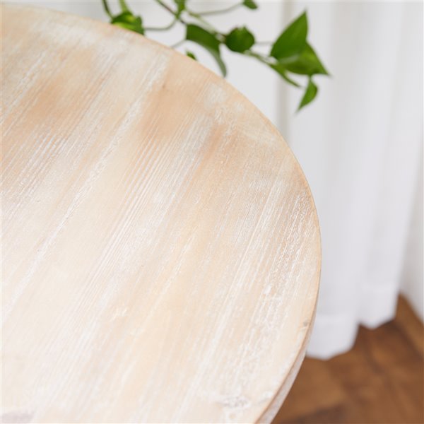 Grayson Lane Farmhouse Off-White Wood Round End Table