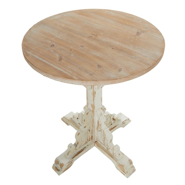 Grayson Lane Farmhouse Off-White Wood Round End Table