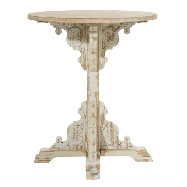 Grayson Lane Farmhouse Off-White Wood Round End Table