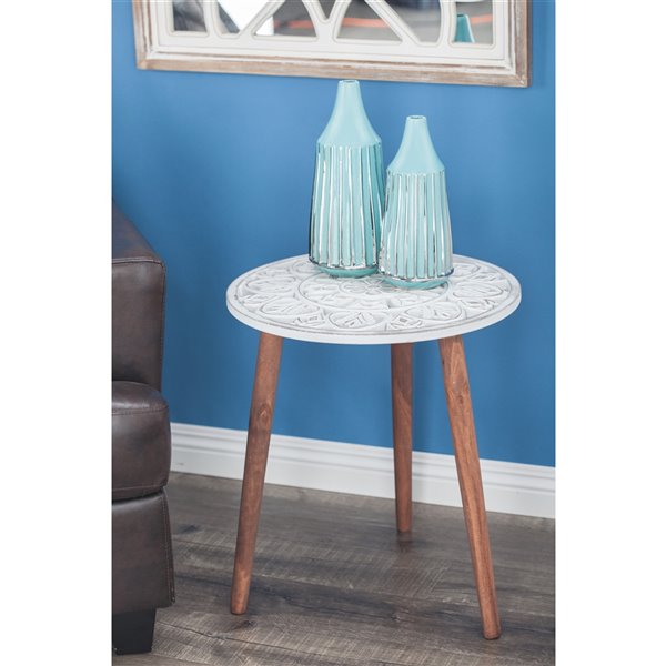 Grayson Lane Contemporary White Wood Round End Table