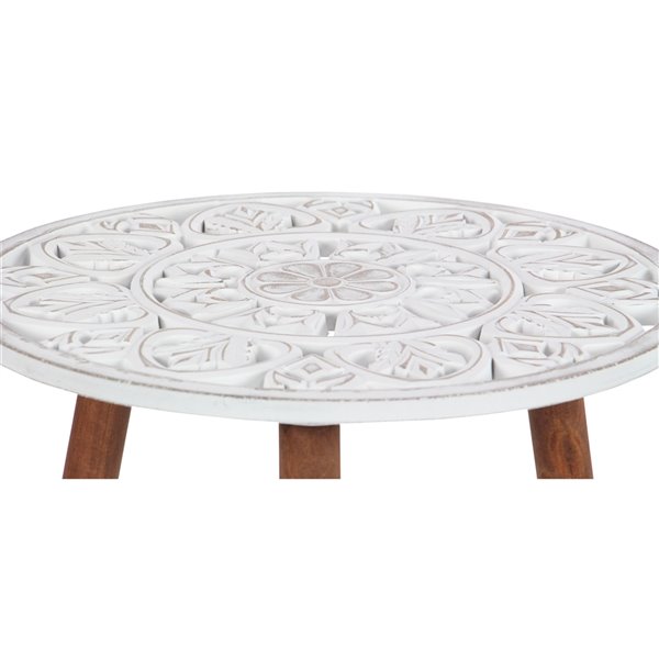 Grayson Lane Contemporary White Wood Round End Table