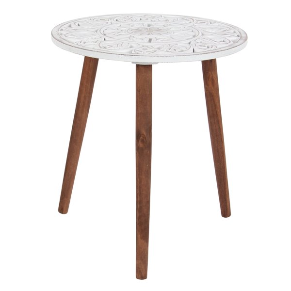 Grayson Lane Contemporary White Wood Round End Table